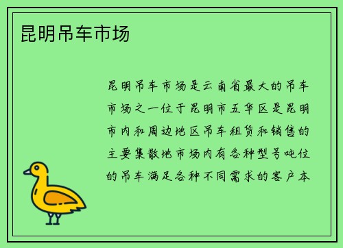 昆明吊车市场
